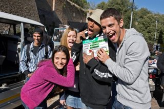 Samuel Terracina, Francesca Pompei, Alice Bellagamba, Guido Blaste, Andrea Montovoli sul set di Balla con noi