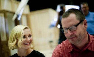 Kirsten Dunst e Lars Von Trier sul set di Melancholia