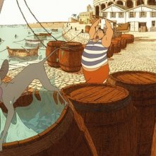 Una scena del film Le chat du rabbin