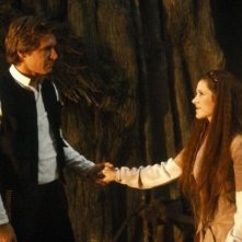 Carrie Fisher e Harrison Ford in una scena de Il ritorno dello jedi