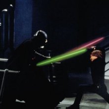Mark Hamill/ Luke Skywalker affronta Darth Vader ne Il ritorno dello jedi