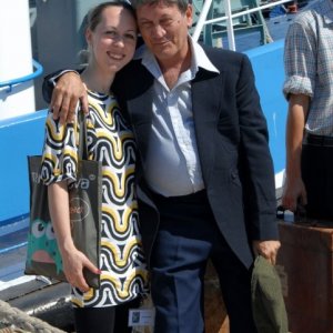 Nadejda Avrionova sul set di Dreamland, con l'attore Tony Sperandeo