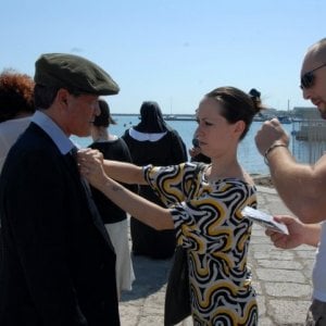 Nadejda Avrionova sul set di Dreamland, con l'attore Tony Sperandeo e il fonico Simone Costantino