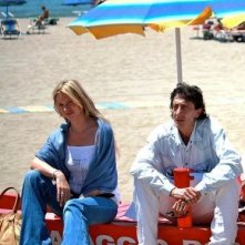 Olga Ohura e Franco Pistoni sul set di Tutti al mare