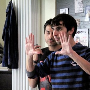 Il regista Gabriele Albanesi sul set di Ubaldo Terzani Horror Show con Giuseppe Soleri