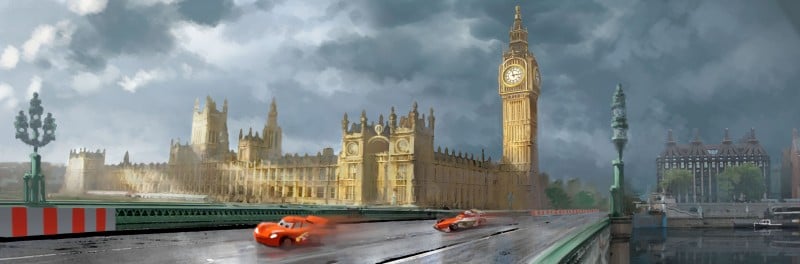 Cars 2: il concept art della scena a Londra