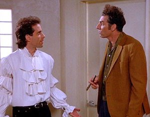 Jerry Seinfeld e Michael Richards in una scena dell'episodio The Puffy Shirt di Seinfeld