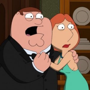 Peter e Lois Griffin in una scena del primo episodio della stagione 9, And Then There Were Fewer