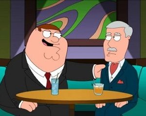 Peter con suo suocero in una scena del secondo episodio della stagione 9 de I Griffin
