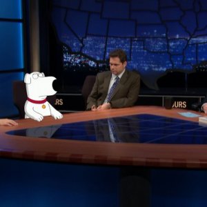 Arianna Huffington, Brian Griffin, Dana Gould e Bill Maher nell'episodio 9x06 de I Griffin
