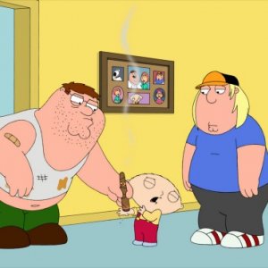 Peter con i suoi figli più Brian in una scena di Friend of Peter G. della serie I Griffin