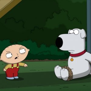 Stewie e Brian in una scena di New Kidney in Town della serie-tv I Griffin