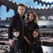 Joel McHale, Mason Cook, Jessica Alba e Rowan Blanchard in Spy Kids: All the Time in the World