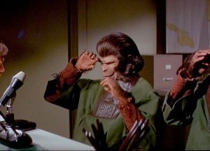 Un'inquietante scena di Fuga dal pianeta delle scimmie