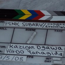 Una immagine dal set di Pink Subaru