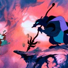 Una scena d'azione del film Brisby e il segreto di NIMH del 1982