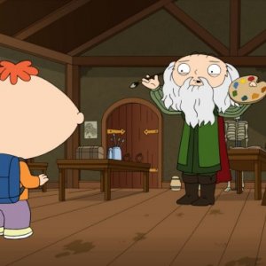 Bertram con Leonardo Da Vinci in una scena dell'episodio The Big Bang Theory de I Griffin