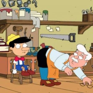 Pinocchio e Geppetto in una scena dell'episodio I due volti della passione de I Griffin