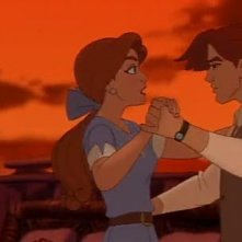 Una scena del film d'animazione Anastasia con i due protagonisti