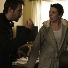 Olivia Colman sul set di Tyrannosaur con Paddy Considine