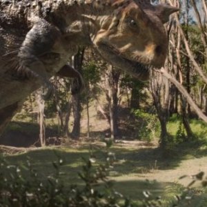 Terra Nova: un Carnosauro in una scena dell'episodio What Remains