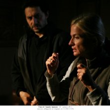 Cristina Comencini insieme a Filippo Timi sul set di Quando la notte