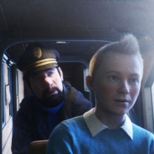 Le Avventure di Tintin: il Segreto dell'Unicorno, il capitano Haddock insieme a Tintin in una scena del film