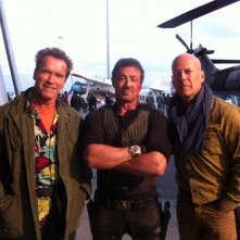 Sylvester Stallone Arnold Schwarzenegger E Bruce Willis Insieme In Bulgaria Sul Set Di The Expendabl 217836