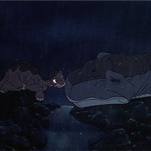 Una commovente scena del film d'animazione Alla ricerca della valle incantata