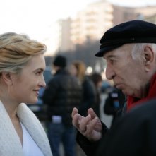 Carolina Crescentini e Giuliano Montaldo sul set del film L'industriale