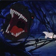 Una scena d'azione del film d'animazione Alla ricerca della valle incantata