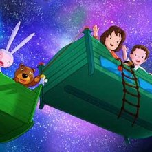 Lauras Stern und die Traummonster: Laura vola nel cielo notturno a bordo di un letto...