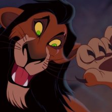 Il leone Scar in una scena del film Il re leone 3D