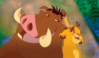 Pumbaa,Timon e Simba in una tenera immagine de Il re leone 3D