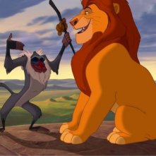 Rafiki e Mufasa in una scena del film Il re leone 3D