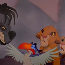 Shenzi, Zazu, Simba e Nala in un curioso siparietto de Il re leone 3D