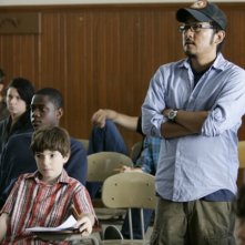 Il regista Dennis Lee sul set del film Jesus Henry Christ insieme al piccolo Jason Spevack