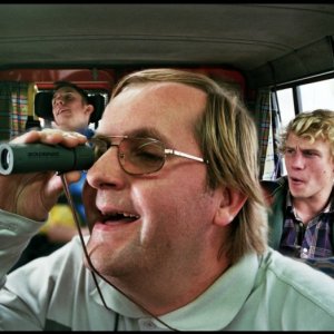 Tom Audenaert in una scena del film Hasta la vista! insieme a Gilles De Schrijver e Robrecht Vanden Thoren