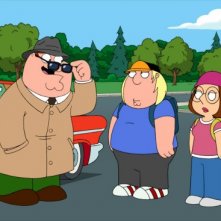 Peter Griffin con i figli Meg e Chris in una scena di Foreign Affairs de I Griffin