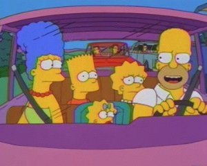 La famiglia Simpson al completo nell'episodio Dalle stalle alle stelle della stagione 10