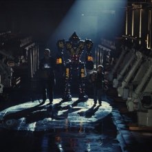 Real Steel: Hugh Jackman e Dakota Goyo in una suggestiva immagine tratta dal film