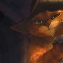 Il gatto con gli stivali: un sorriso beffardo del protagonista felino del nuovo film animato della Dreamworks