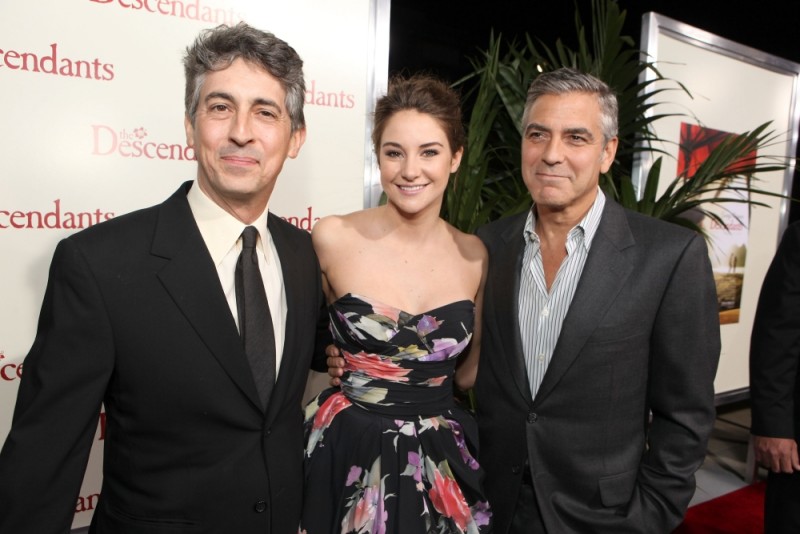 George Clooney Con Alexander Payne E Shailene Woodley Sul Red Carpet Della Premiere Di The Descendan 223027