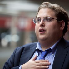 Jonah Hill in una scena del film L'arte di vincere - Moneyball