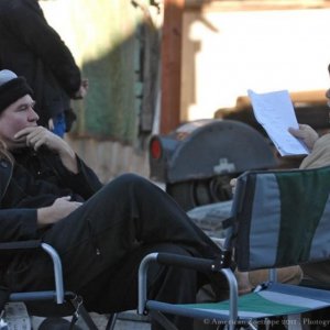 Francis Ford Coppola sul set di Twixt si rilassa con Val Kilmer