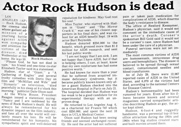 2 Ottobre 1985 I Giornali Danno Notizia Della Morte Di Rock Hudson 224466