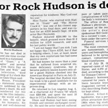 2 ottobre 1985: i giornali danno notizia della morte di Rock Hudson.