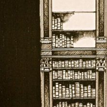L'Arcano Incantatore - bozzetto scenografia di Giuseppe Pirrotta - particolare della Biblioteca