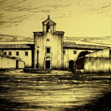 Padre Pio: bozzetto della scenografia del convento e della chiesa di G. Pirrotta