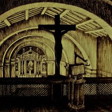 Padre Pio: bozzetto scenografia coro della chiesa realizzate da Giuseppe Pirrotta per il film tv